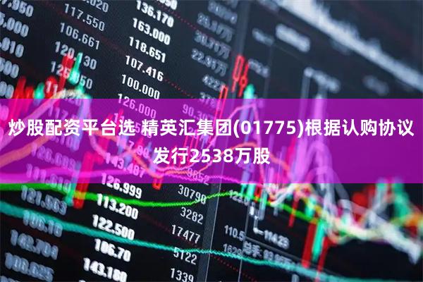 炒股配资平台选 精英汇集团(01775)根据认购协议发行2538万股